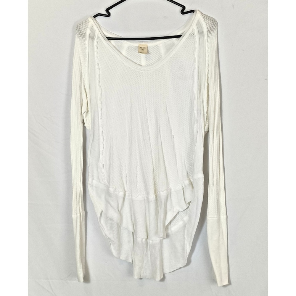 We the Free Womens Catalina Thermal Long Sleeve Top S Cream Waffle Knit Boho